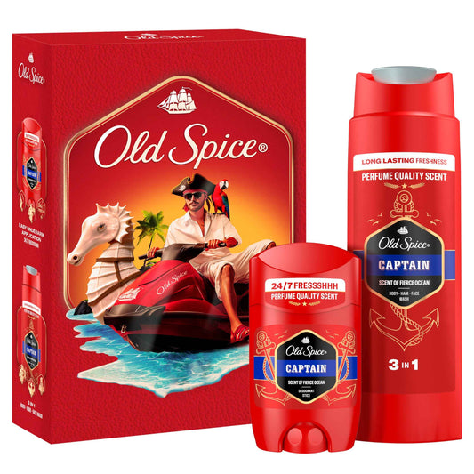Old Spice Captain Geschenkset für Männer mit Captain Deostick und Duschgel, 24/7 Frischhh bei täglicher Anwendung, langanhaltender Duft in Parfumqualität
