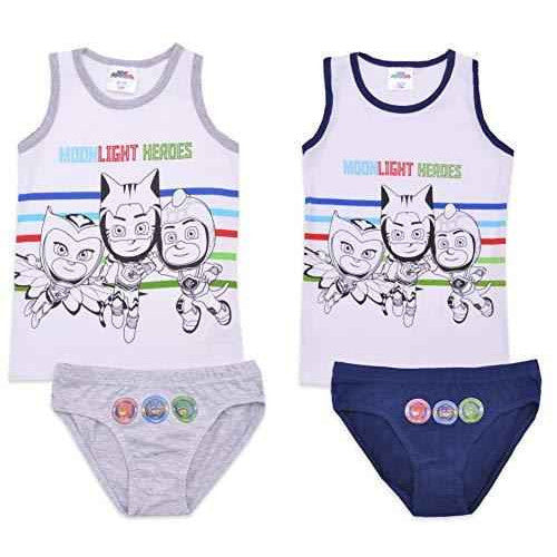 PJ Masks Jungen Unterwäsche Set mit zwei Tanktops und zwei Slips in verschiedenen Farben