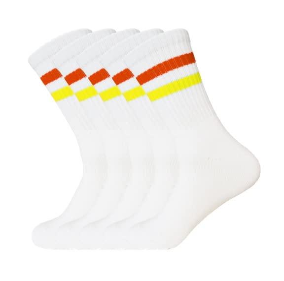 10 Paar Herren Sportsocken mit Streifen Crew Socken Baumwolle weiß Tennissocken
