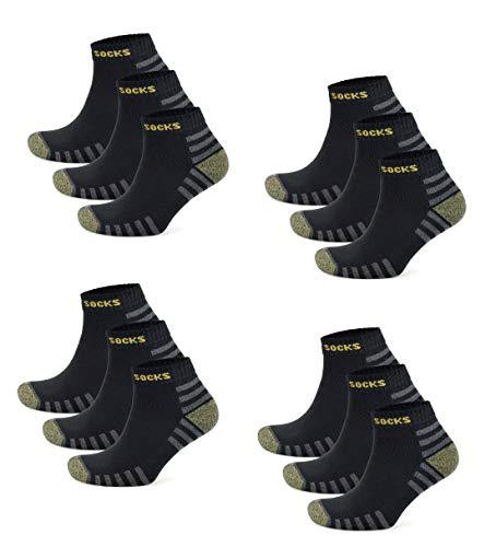 10 Paar Herren Sportsocken mit Streifen Crew Socken Baumwolle weiß Tennissocken Schwarz 41-46