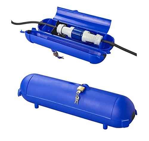 2 Stück Sicherheitsbox für CEE oder Schuko Stecker Outdoor Safebox Schutzbox für Kabel Kabelverbinder Blau CEE Stecker