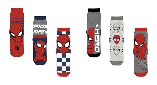 Palleon 6 Paar Marvel Spiderman Jungen Socken | Kinder Strümpfe mehrfarbig 23-26