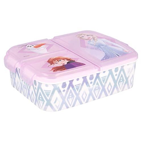 Stor Brotdose mit 3 Fächern für Kinder - Kids Sandwich Box - Lunchbox - Brotbox BPA frei (Disney, Frozen, LOL, Paw Patrol…) Die Eiskönigin Ii Elements