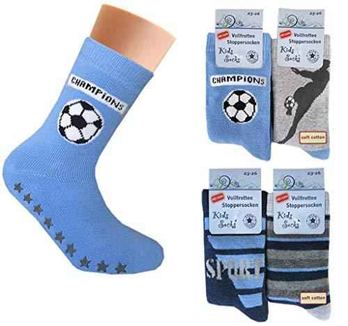 4 Paar Jungen Thermo Socken mit ABS | Kinder Vollfrottee Strümpfe