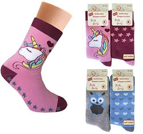 4 Paar Mädchen Thermo Socken mit ABS | Kinder Vollfrottee Strümpfe