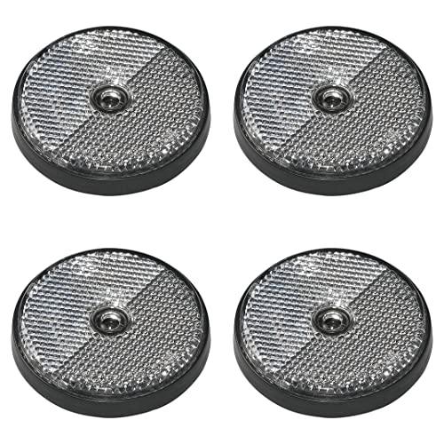 4 Stück Rückstrahler weiß rund Anhänger Katzenauge Reflektor LKW Wohnwagen PKW 60mm - Palleon