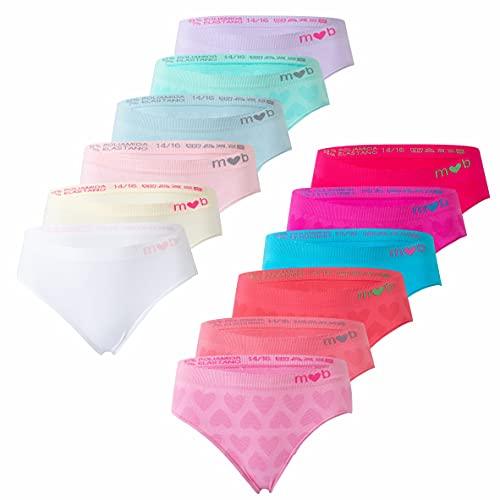 12er Pack Mädchen Slips Kinder Microfaser Unterhosen Mehrfarbig 92-104