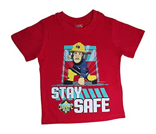 Feuerwehrmann Sam Jungen T-Shirt | Kinder Kurzarm Shirt Rot 128