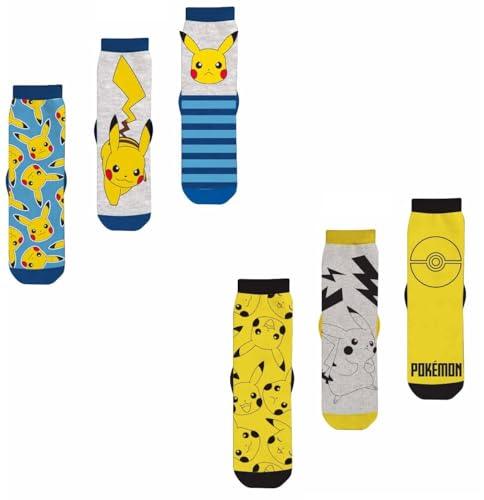 6 Paar Pokemon Jungen Socken | Kinder Strümpfe mehrfarbig 31-34