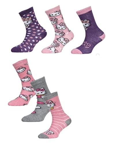 6 Paar Hello Kitty Mädchen Socken Kinder Strümpfe mehrfarbig 23-26