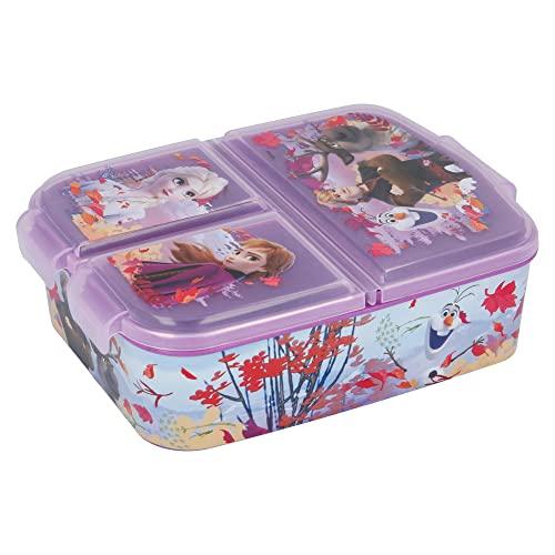 Stor Brotdose mit 3 Fächern für Kinder - Kids Sandwich Box - Lunchbox - Brotbox BPA frei (Disney, Frozen, LOL, Paw Patrol…) Frozen 2