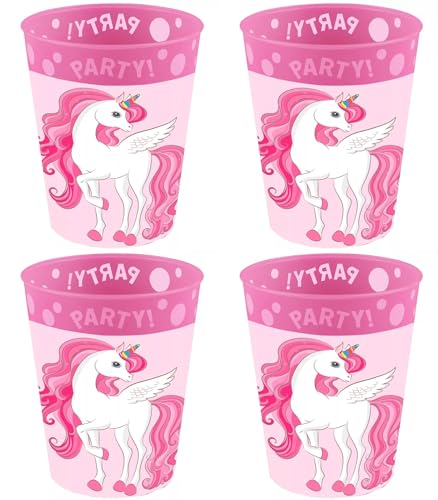 Becher für Kinder - 4er Set Trinkbecher aus BPA-freiem Kunststoff - 250 ml Fassungsvermögen Mädchen Geburtstag Party - Palleon
