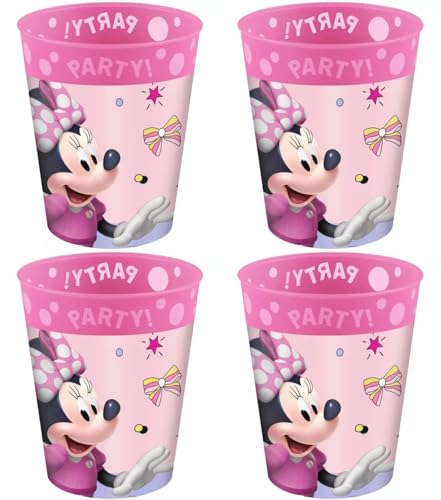 Palleon Minnie Becher für Kinder - 4er Set Trinkbecher aus BPA-freiem Kunststoff - 250 ml Fassungsvermögen - Palleon
