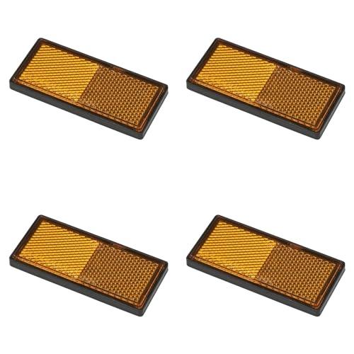 4er Pack Reflektoren orange eckig selbstklebend mit Grundplatte für mehr Sicherheit im Straßenverkehr - E4-geprüft, 85x39mm - Palleon