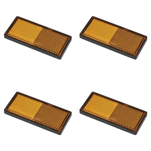 4er Pack Reflektoren orange eckig selbstklebend mit Grundplatte für mehr Sicherheit im Straßenverkehr - E4-geprüft, 85x39mm