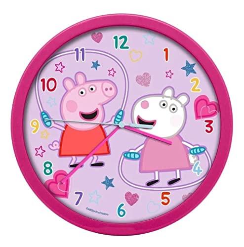 Palleon Peppa Pig Wand-Uhr mit Ziffernblatt zum Lernen Kinder-Uhr für Jungen und Mädchen Kinderzimmer