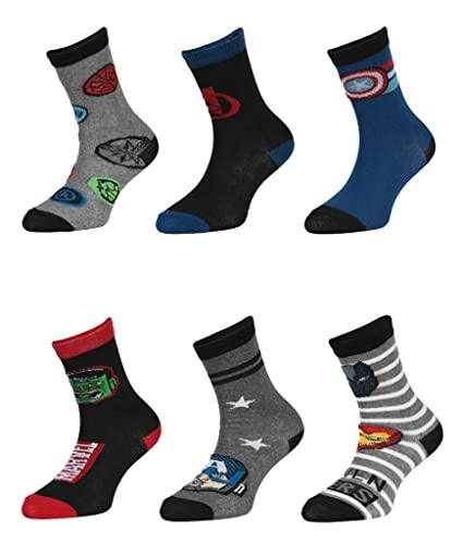 6 Paar Avengers Jungen Socken | Kinder Strümpfe mehrfarbig 31-34