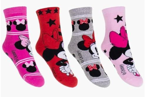 4 Paar Mädchen Terry ABS Socken | Kinder Winter Minnie Stoppersocken