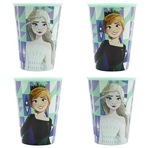 Palleon 4er Set Frozen Die Eiskönigin Becher für Kinder 260 ml Trinkbecher aus BPA-freiem Kunststoff