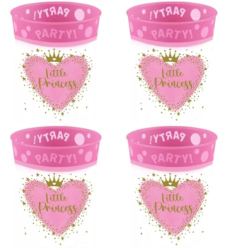 Becher für Kinder - 4er Set Trinkbecher aus BPA-freiem Kunststoff - 250 ml Fassungsvermögen Mädchen Geburtstag Party Princess