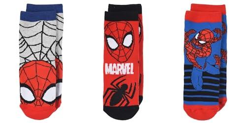 3 Paar Spiderman Jungen Terry ABS Socken | Kinder Winter Stoppersocken mehrfarbig 27-30
