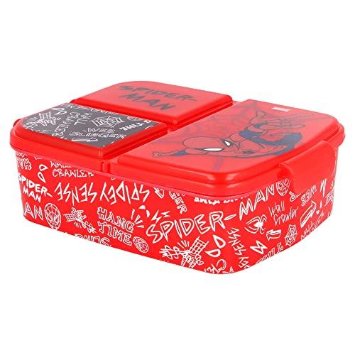 Stor Brotdose mit 3 Fächern für Kinder - Kids Sandwich Box - Lunchbox - Brotbox BPA frei (Disney, Frozen, LOL, Paw Patrol…) Spiderman Urban Web