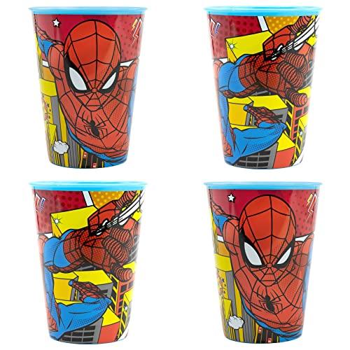 Palleon 4er Set Spiderman Becher für Kinder 260 ml Trinkbecher aus BPA-freiem Kunststoff