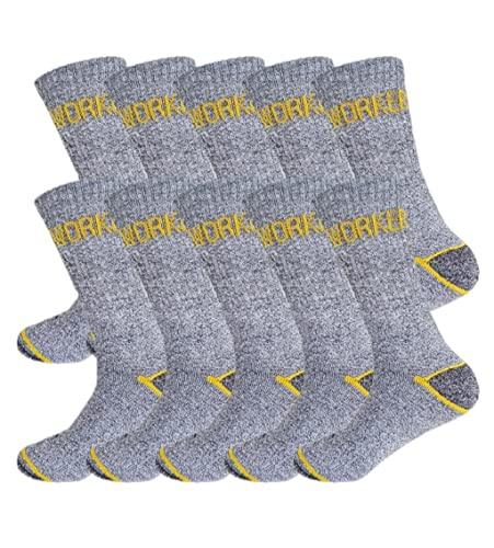 10 Paar Herren Arbeitssocken Worker Socken robuste - atmungsaktive Berufssocken Grau 39-42