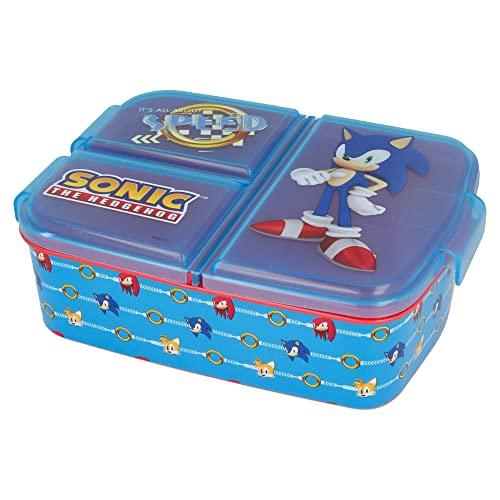 Stor Brotdose mit 3 Fächern für Kinder - Kids Sandwich Box - Lunchbox - Brotbox BPA frei (Disney, Frozen, LOL, Paw Patrol…) Sonic