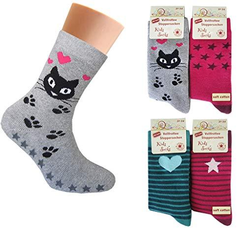 4 Paar Mädchen Thermo Socken mit ABS | Kinder Vollfrottee Strümpfe - Palleon