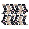 12 Paar Damen Socken | Frauen schwarz karo Baumwolle Strümpfe mehrfarbig 3 35-38