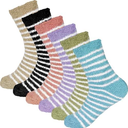 6 Paar Damen Kuschelsocken | Mädchen Haussocken | warme Bettsocken - Palleon