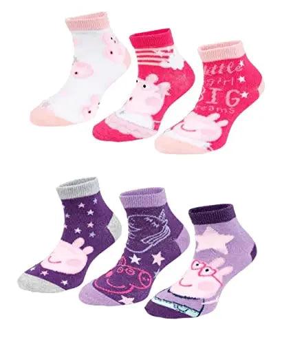 6 Paar Peppa Pig Wutz Mädchen Sneaker Socken Kinder Füßlinge mehrfarbig 23-26