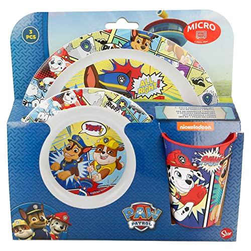 Stor Wiederverwendbares, mikrowellengeeignetes Kindergeschirr-Set, bestehend aus Glas, Teller und Schüssel | The Paw Patrol Comic Book