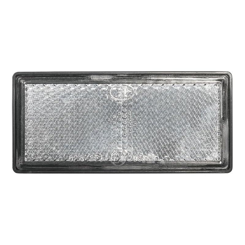 4er Pack Reflektoren weiß eckig selbstklebend mit Grundplatte für mehr Sicherheit im Straßenverkehr - E4-geprüft, 85x39mm - Palleon