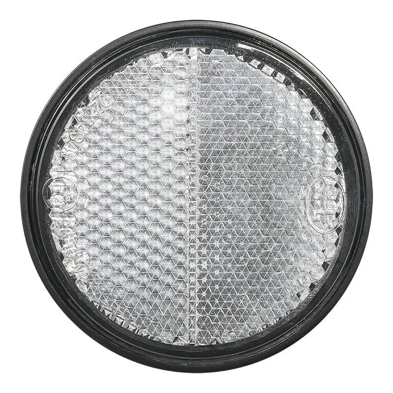 4er Pack Reflektoren weiß rund selbstklebend mit Grundplatte für mehr Sicherheit im Straßenverkehr - E4-geprüft, Ø 58mm - Palleon