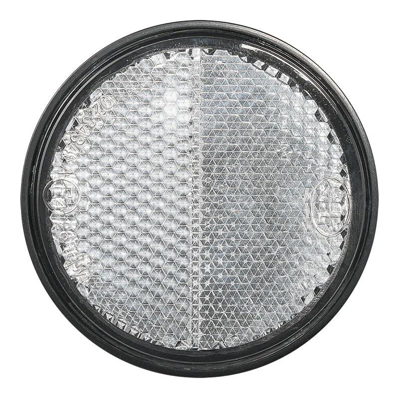 4er Pack Reflektoren weiß rund selbstklebend mit Grundplatte für mehr Sicherheit im Straßenverkehr - E4-geprüft, Ø 58mm