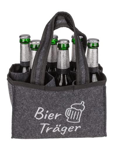 Herrenhandtasche - Filztasche für Getränke - Flaschentasche aus Filz für 6 Flaschen - 6er Männerhandtasche bis 0,5 L