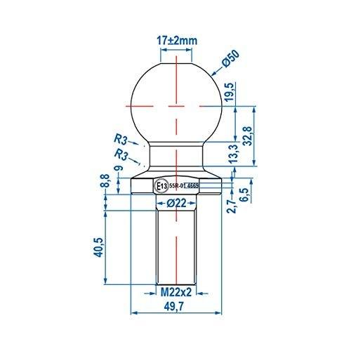 Kupplungskugel M22 Anhänger Zugmaul 50mm Anhängerkupplung Kugelkopf Traktor Quad