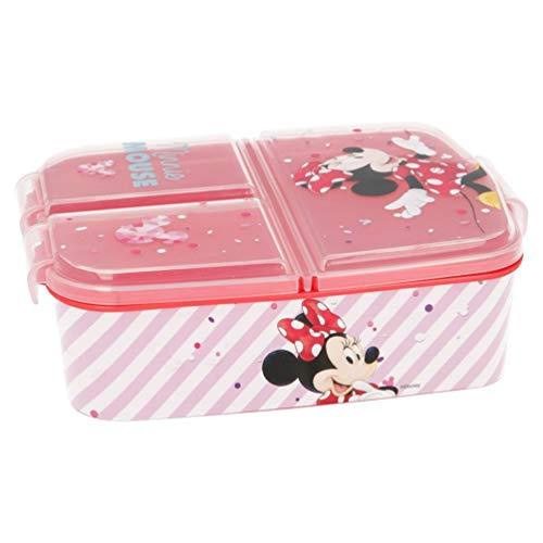Minnie Mouse Kinder Premium Brotdose Lunchbox Frühstücks-Box Vesper-Dose mit 3 Fächern BPA-FREI