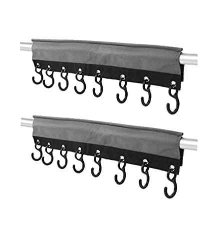 MULTIBROS 2er Pack Camping Hakenleiste mit 8 Haken Kederbefestigung und Klettbefestigung 58cm - Palleon