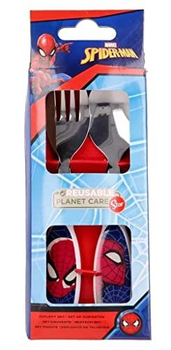 Palleon 2 TLG. Spiderman Kinderbesteck Gabel + Löffel Boller Schäfle, Kopf aus Edelstahl