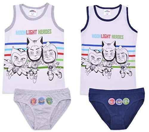 Palleon 4-TLG. Jungen Unterwäsche-Set PJ Masks Kinder Unterhemd + Slips