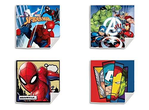 Palleon 4er Set Magisches Baumwoll Handtuch Marvel Avengers & Spiderman Tuch - Palleon