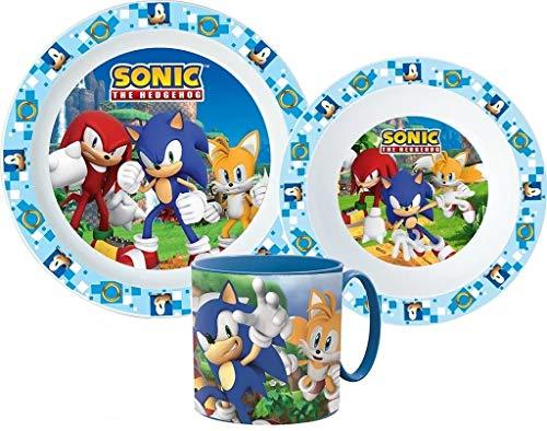 Sonic The Hedgehog Kinder-Geschirr Set mit Teller, Müslischale und Tasse